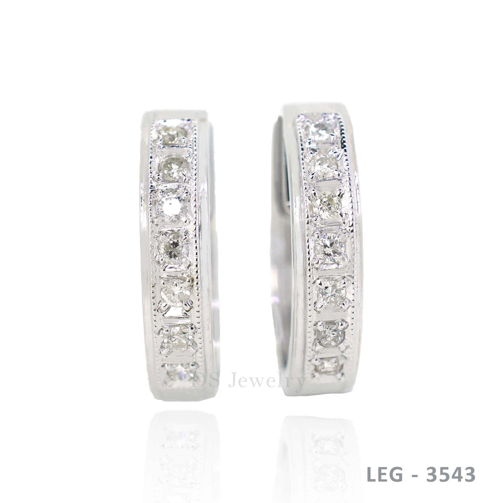14K-WG Medium Creolla with Diamond Earring