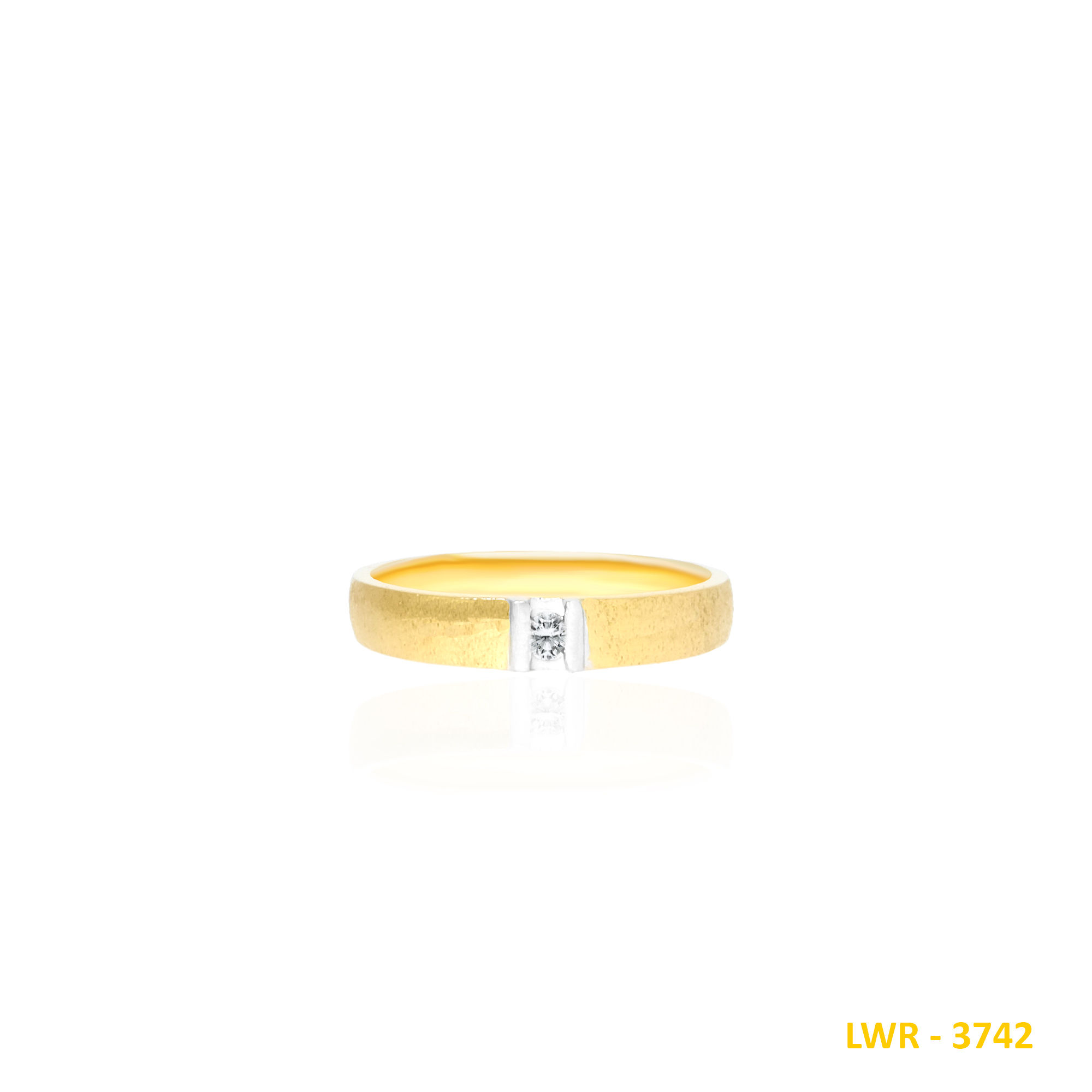 14K-YG Stone Finish Solo Dia Wedding Ring
