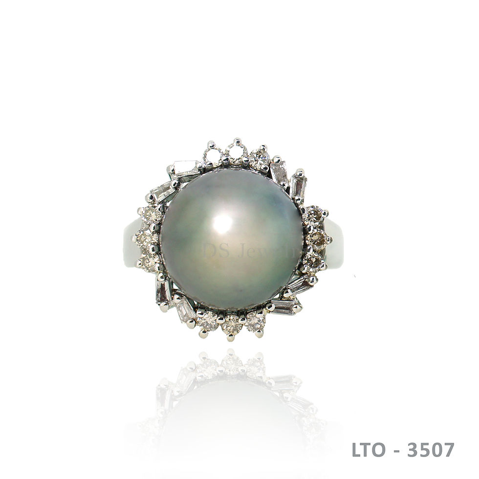 Thumbnail: 14K-WG Tahitian Pearl with Ligid Dia Set R-EG