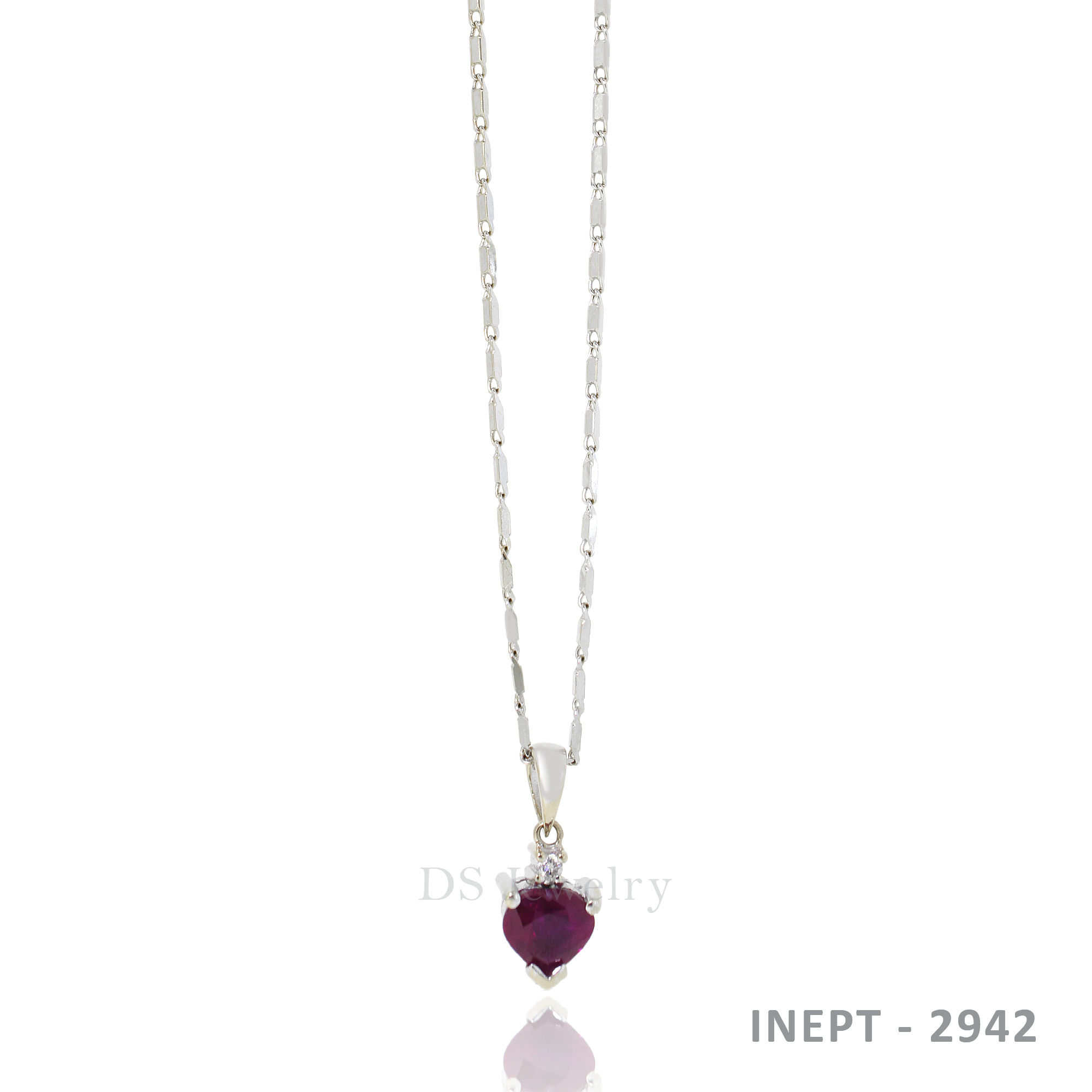18K-WG Links Chain with Heart BS Pendant