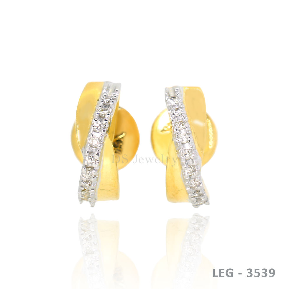 14K-YG Curved with Diamond Earring