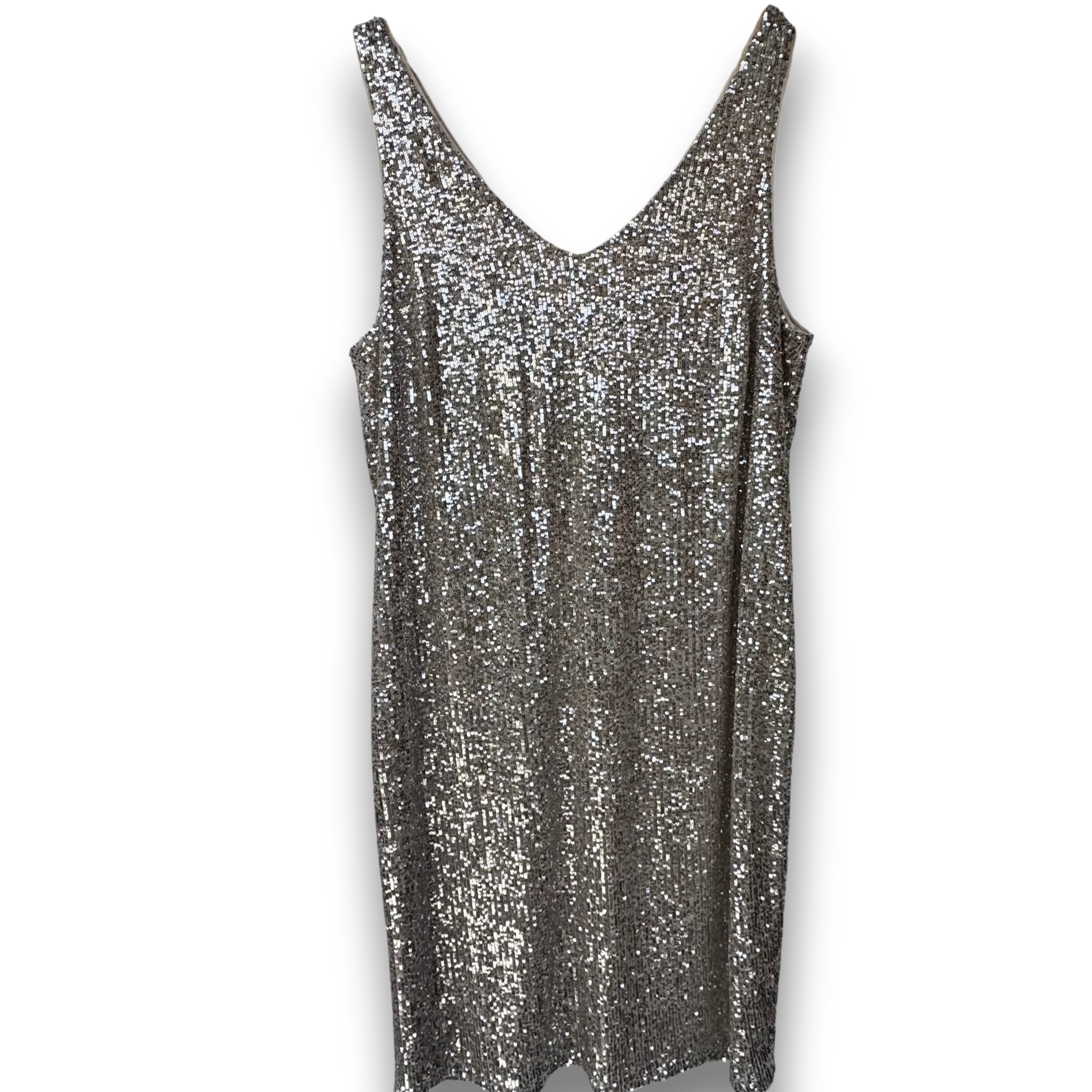 gold sequin v front v back shift dress size 16