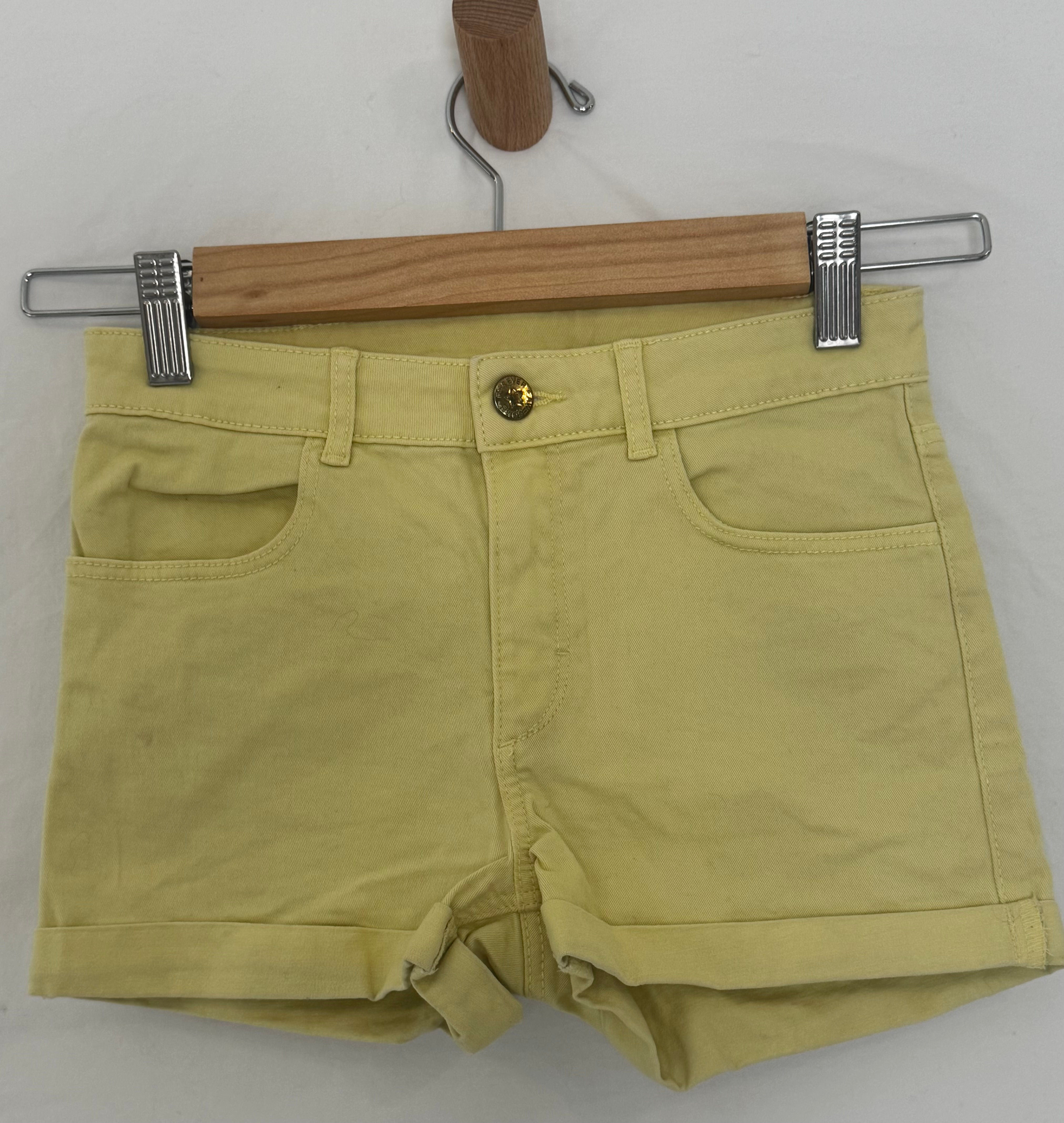 H&M pale yellow jean style shorts Age 10-11yrs