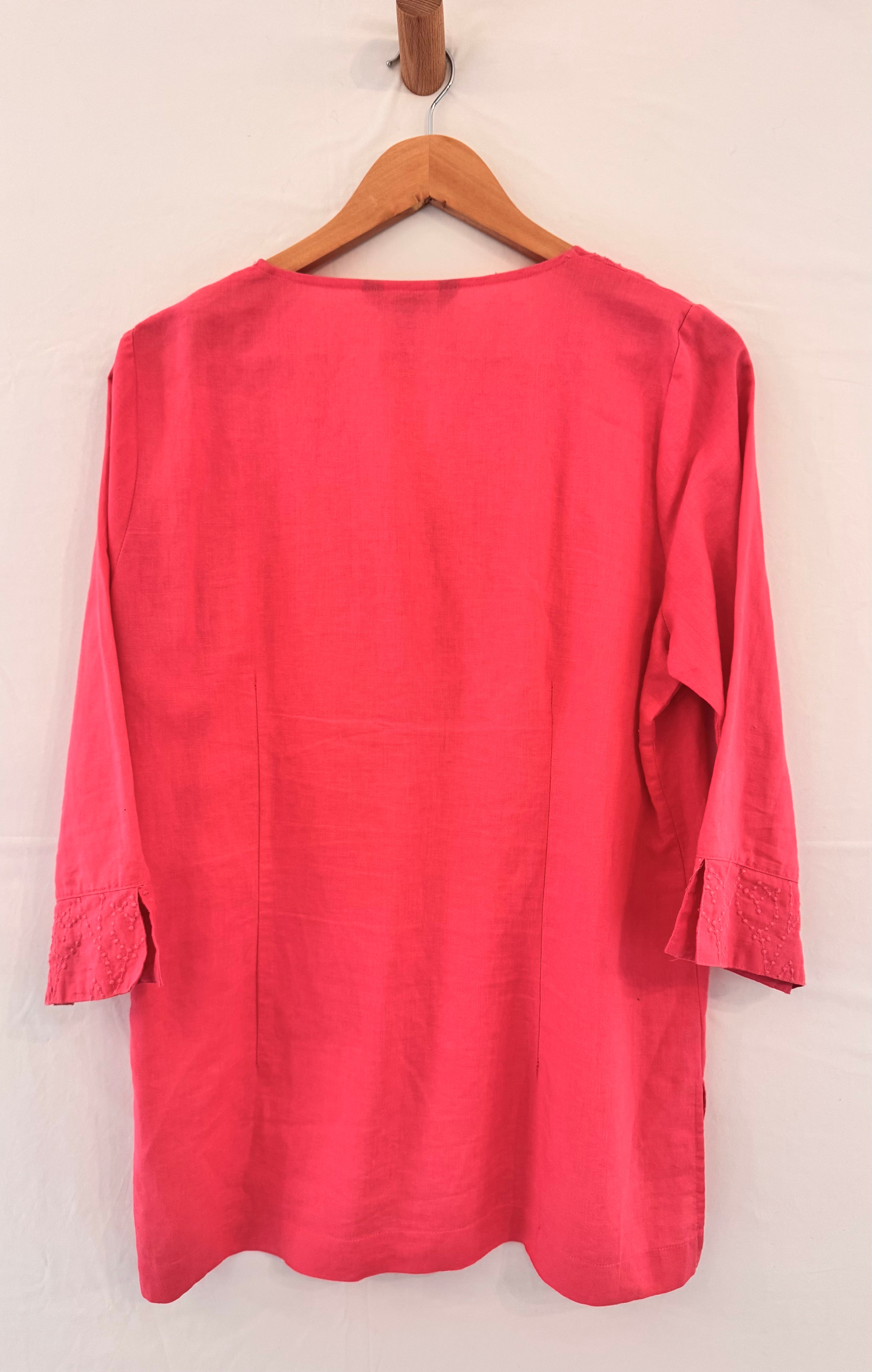 MAINE hot pink cotton/linen tunic size 14