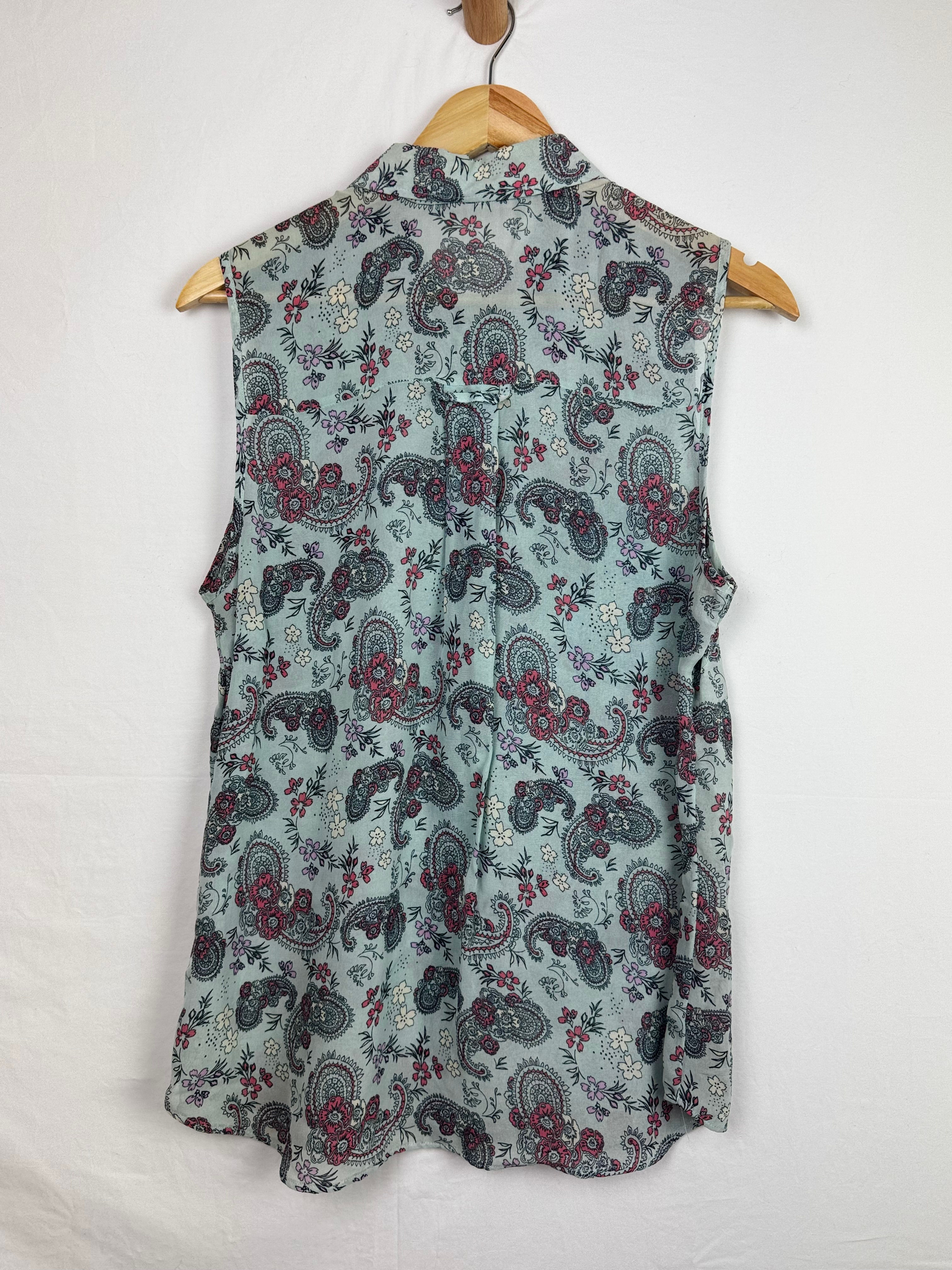 NEXT - pale blue paisley print sleeveless shirt size16