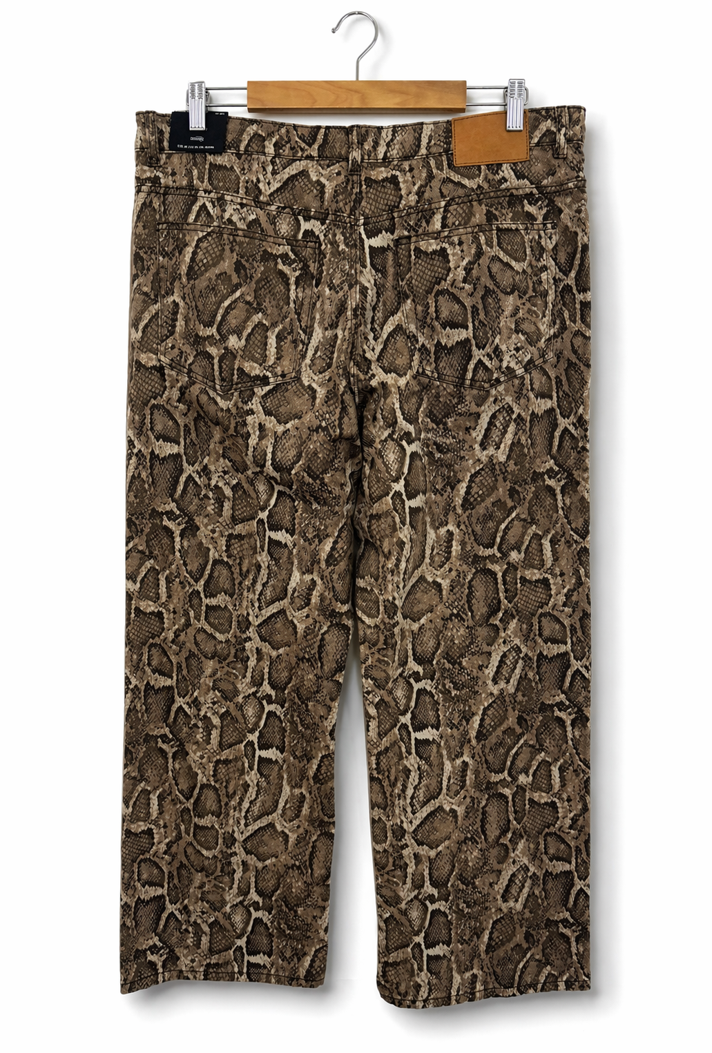 H&M snakeskin printed denim low waist, wide leg jeans size 18