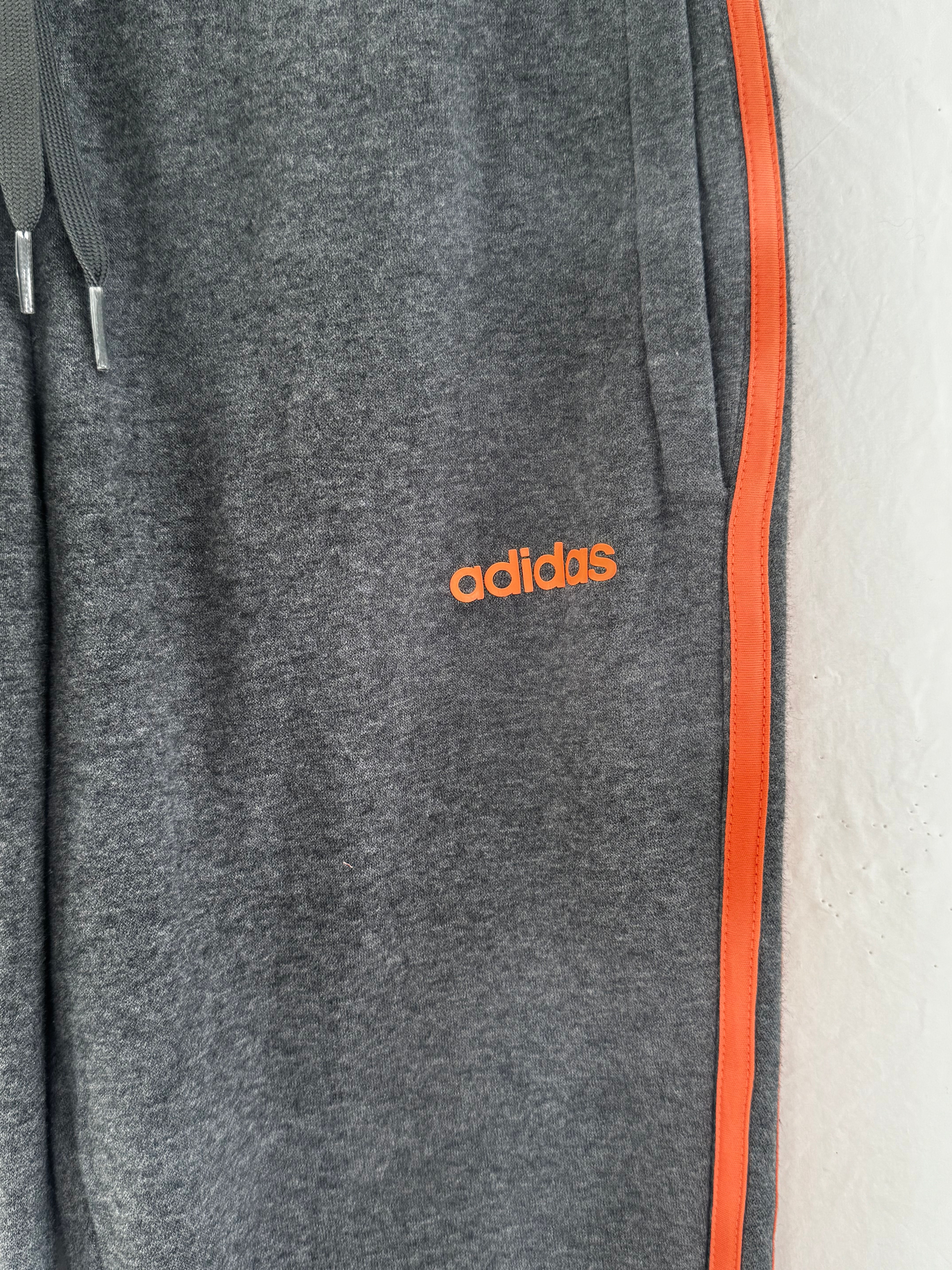 ADIDAS grey joggers with orange stripes size XS
