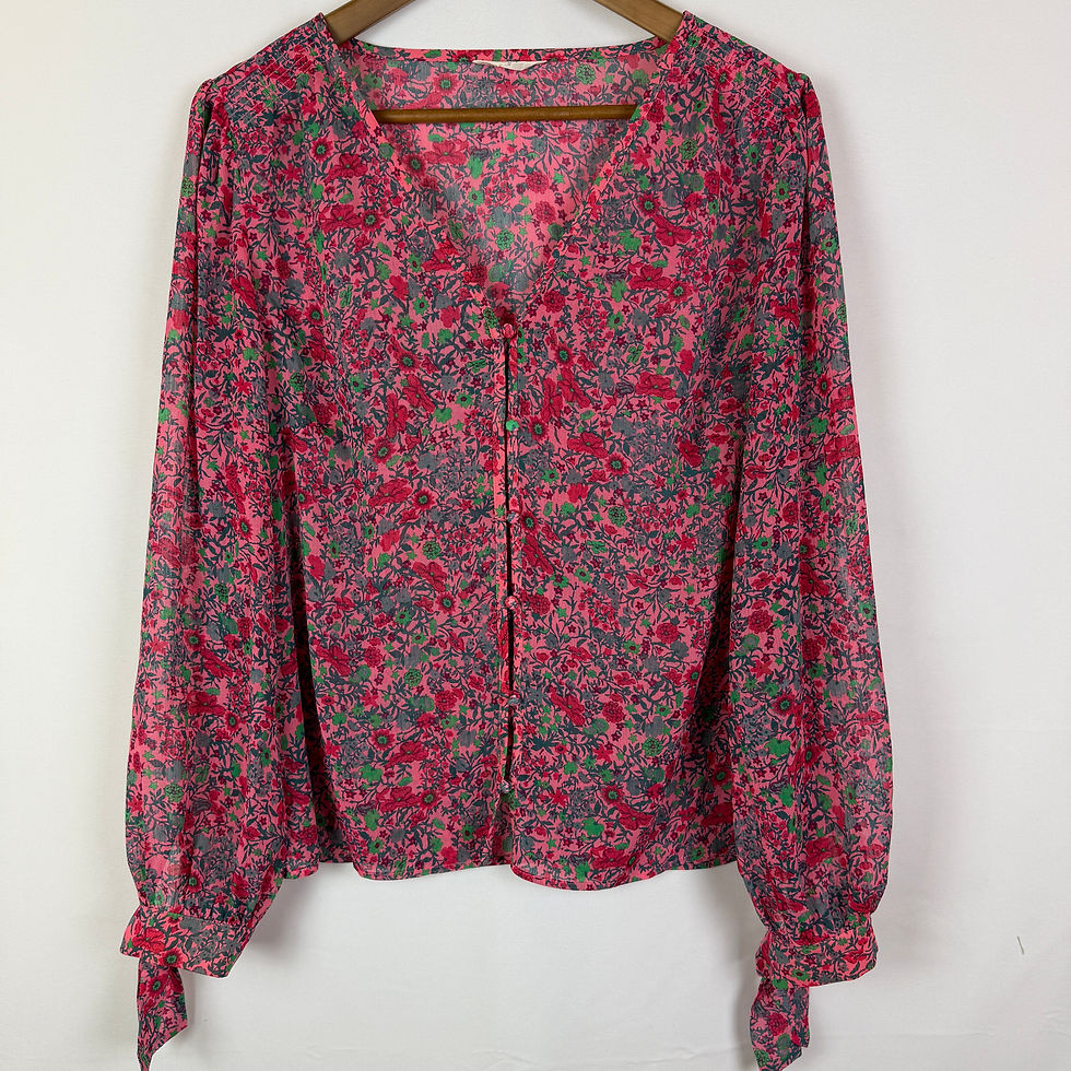 preloved hush blouse pink floral recycled polyester