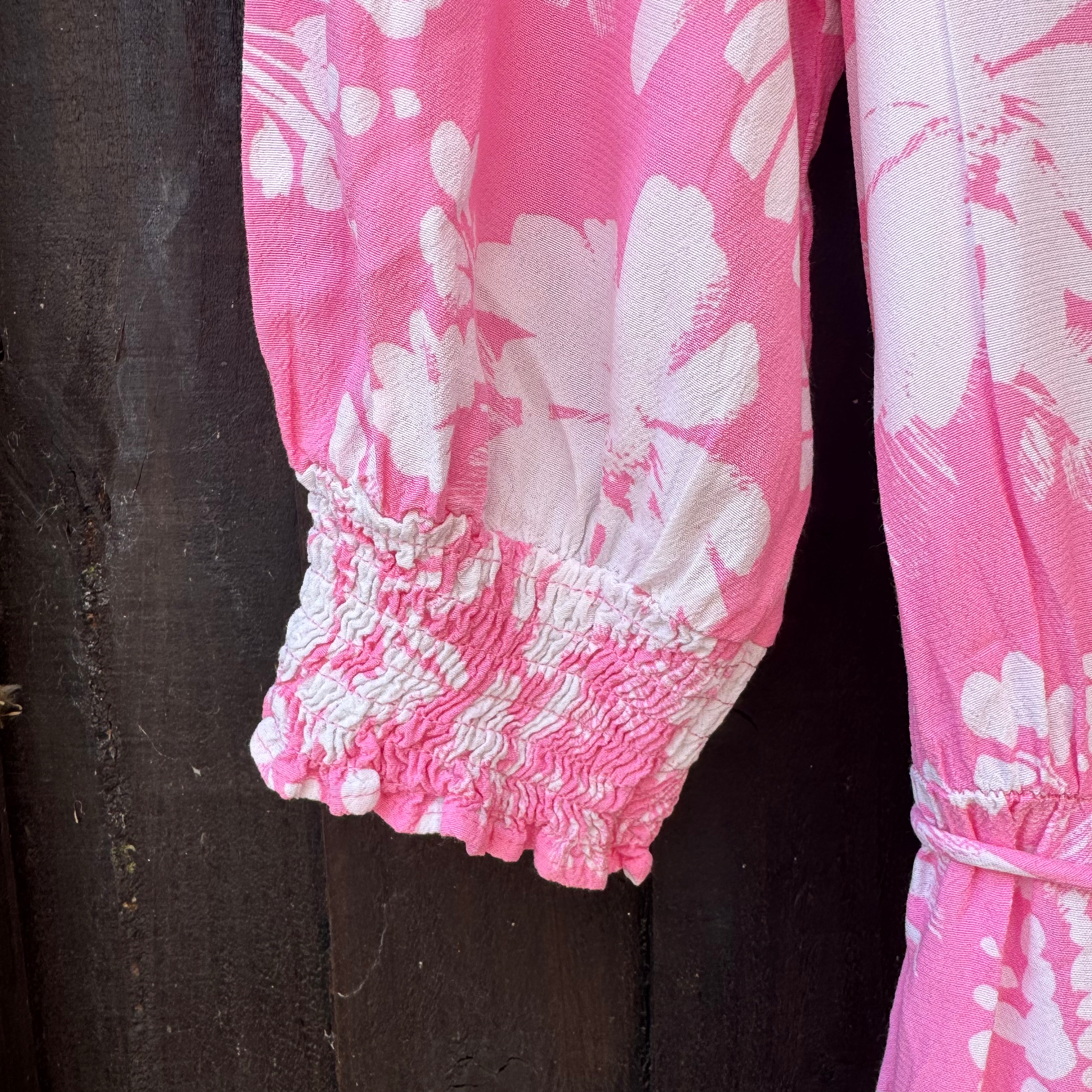 M&S pink and white maxi dress - size 12