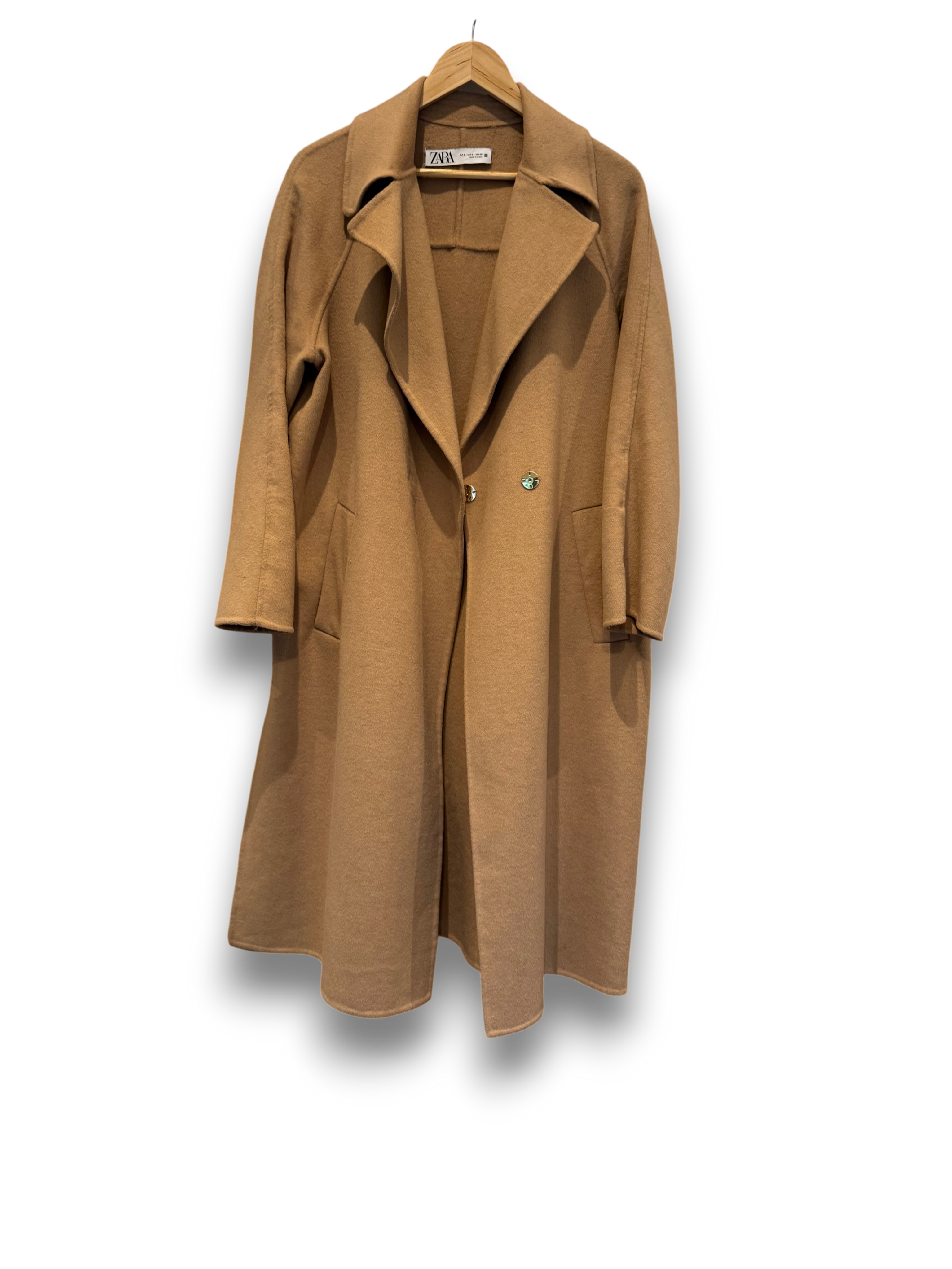 Zara camel wool mix coat size Small