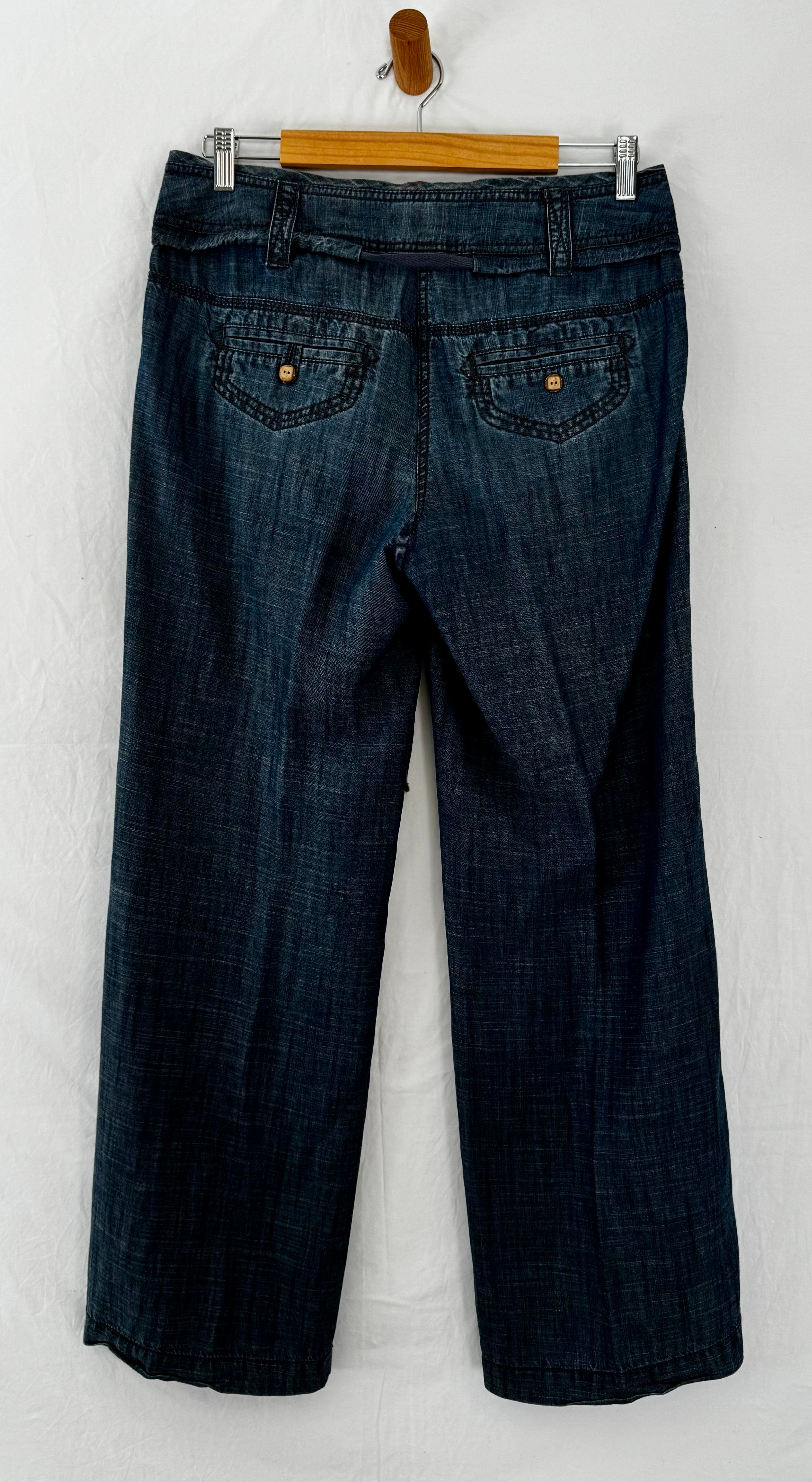 NEXT DENIM LOOK LINEN DRAWSTRING TROUSERS size 10