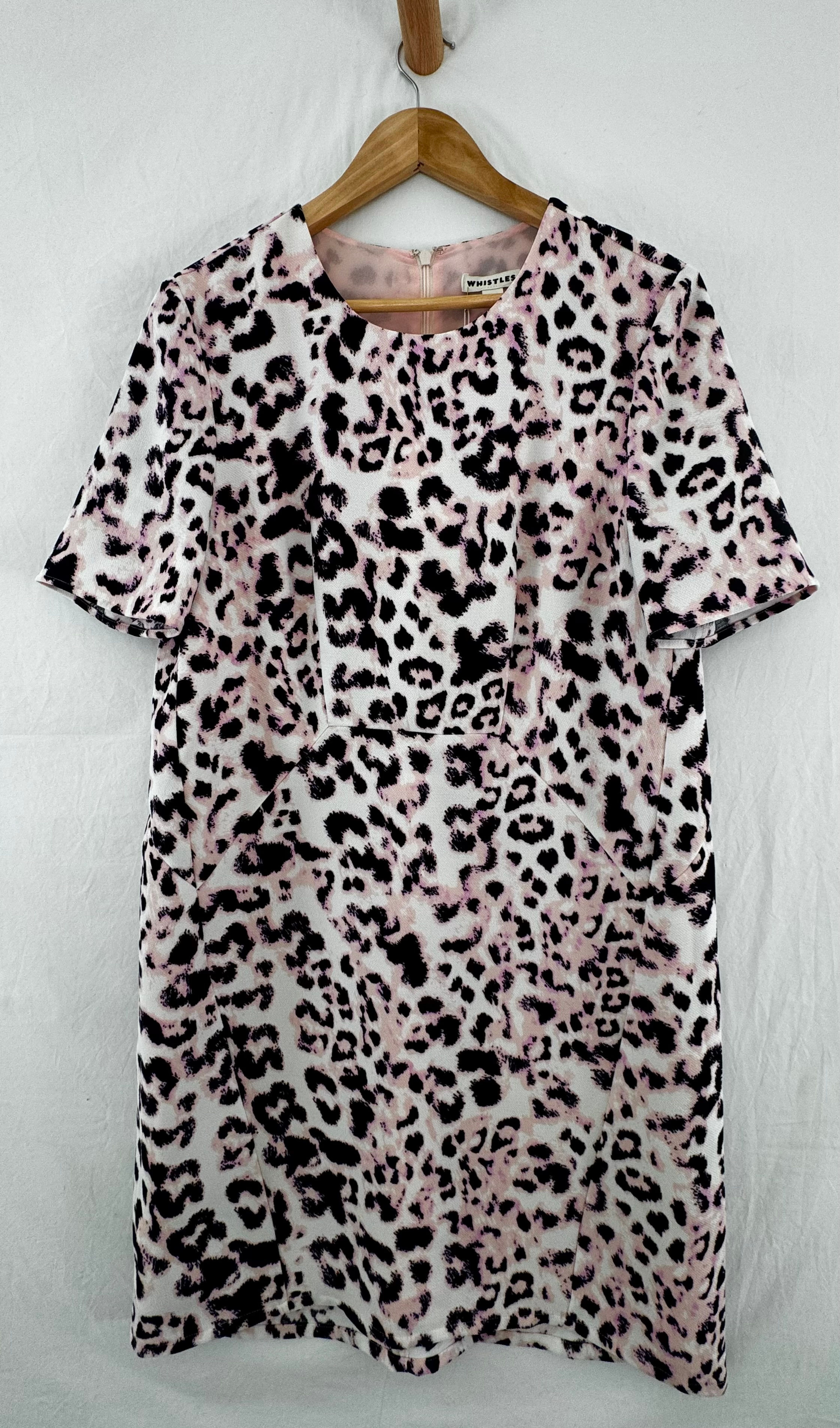 WHISTLES PINK AND WHITE ANIMAL PRINT DRESS size 12