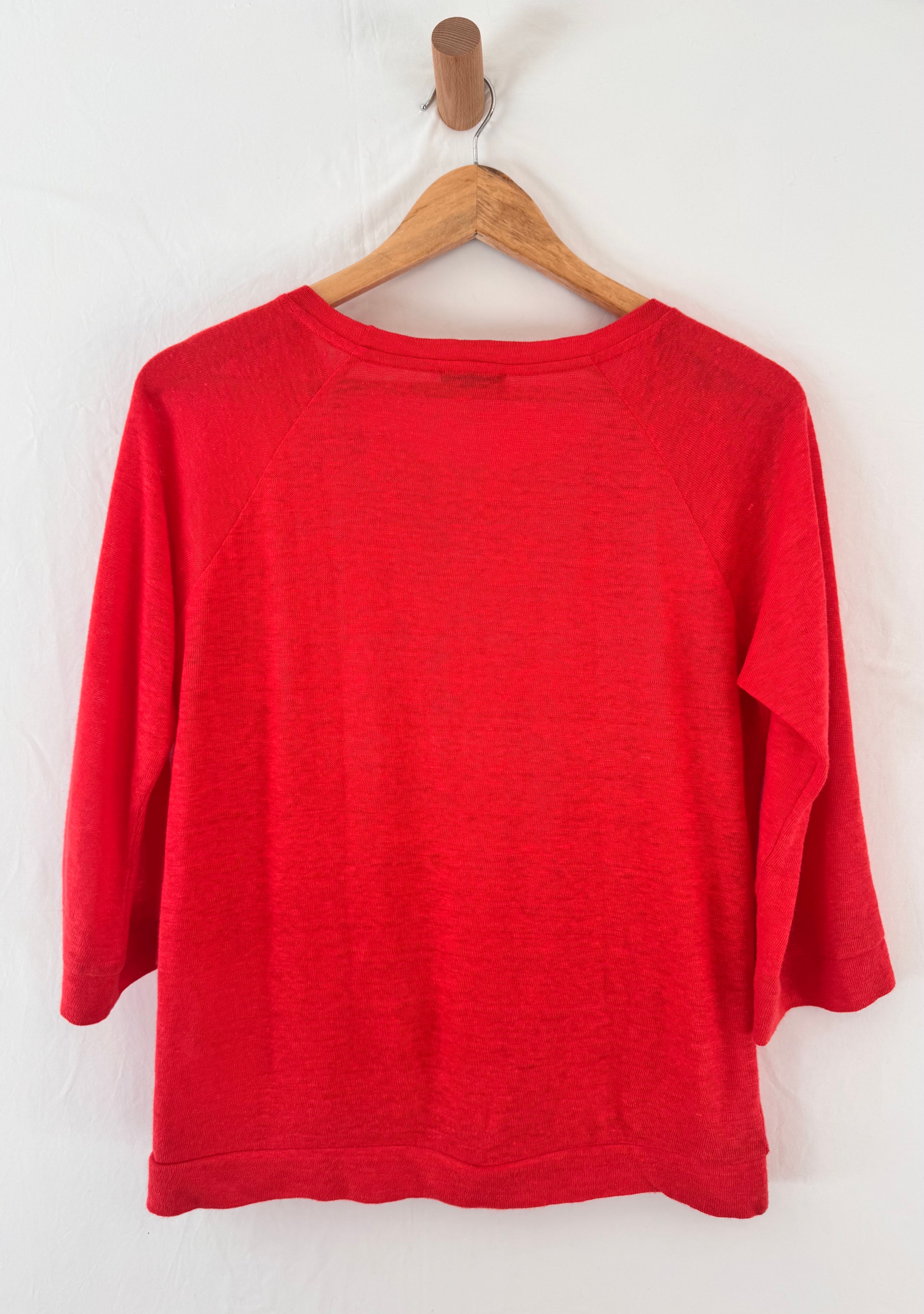 JIGSAW red linen blend jersey top