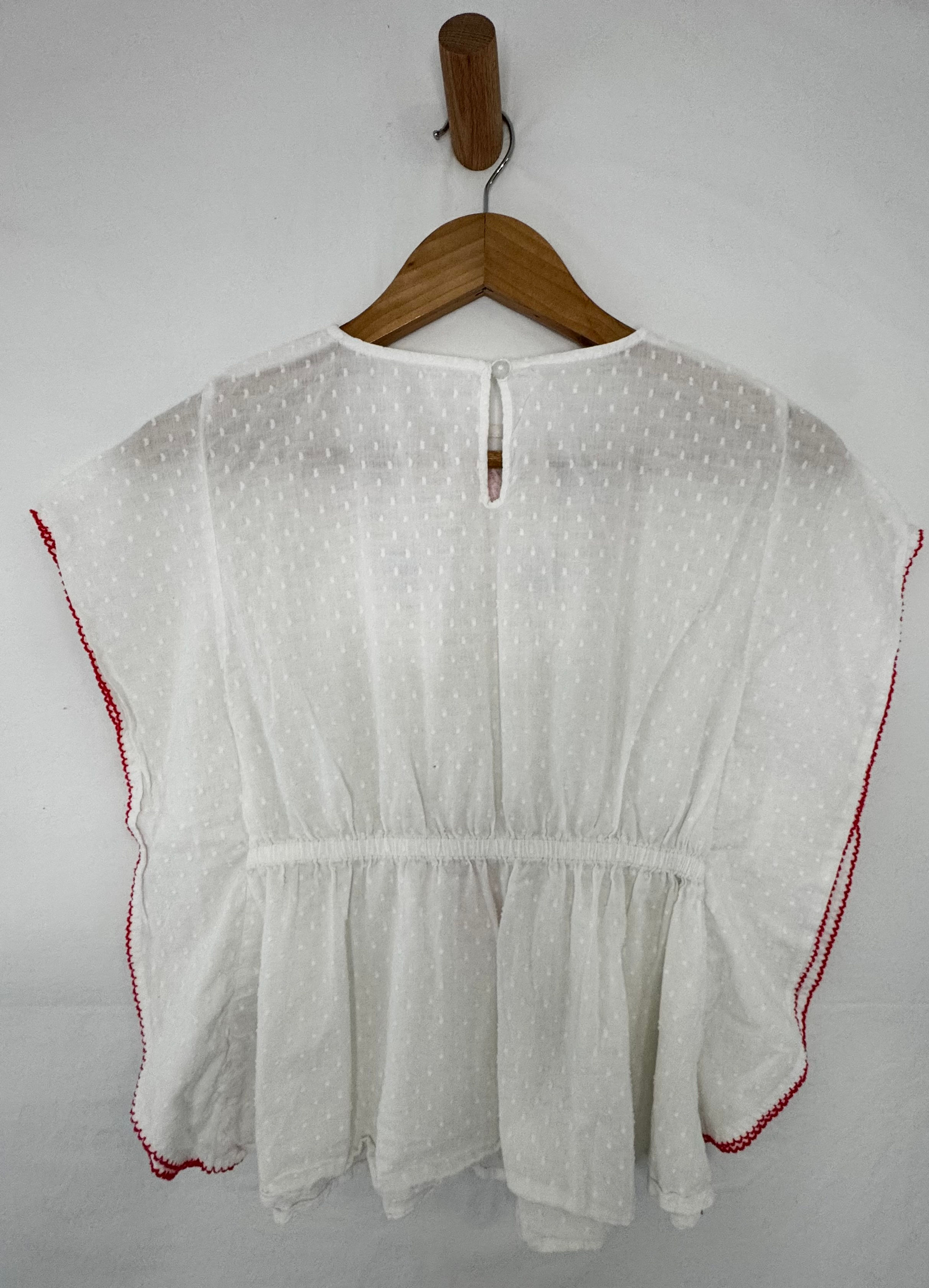NUTMEG white textured kaftan with embroidery Age 8-9yrs