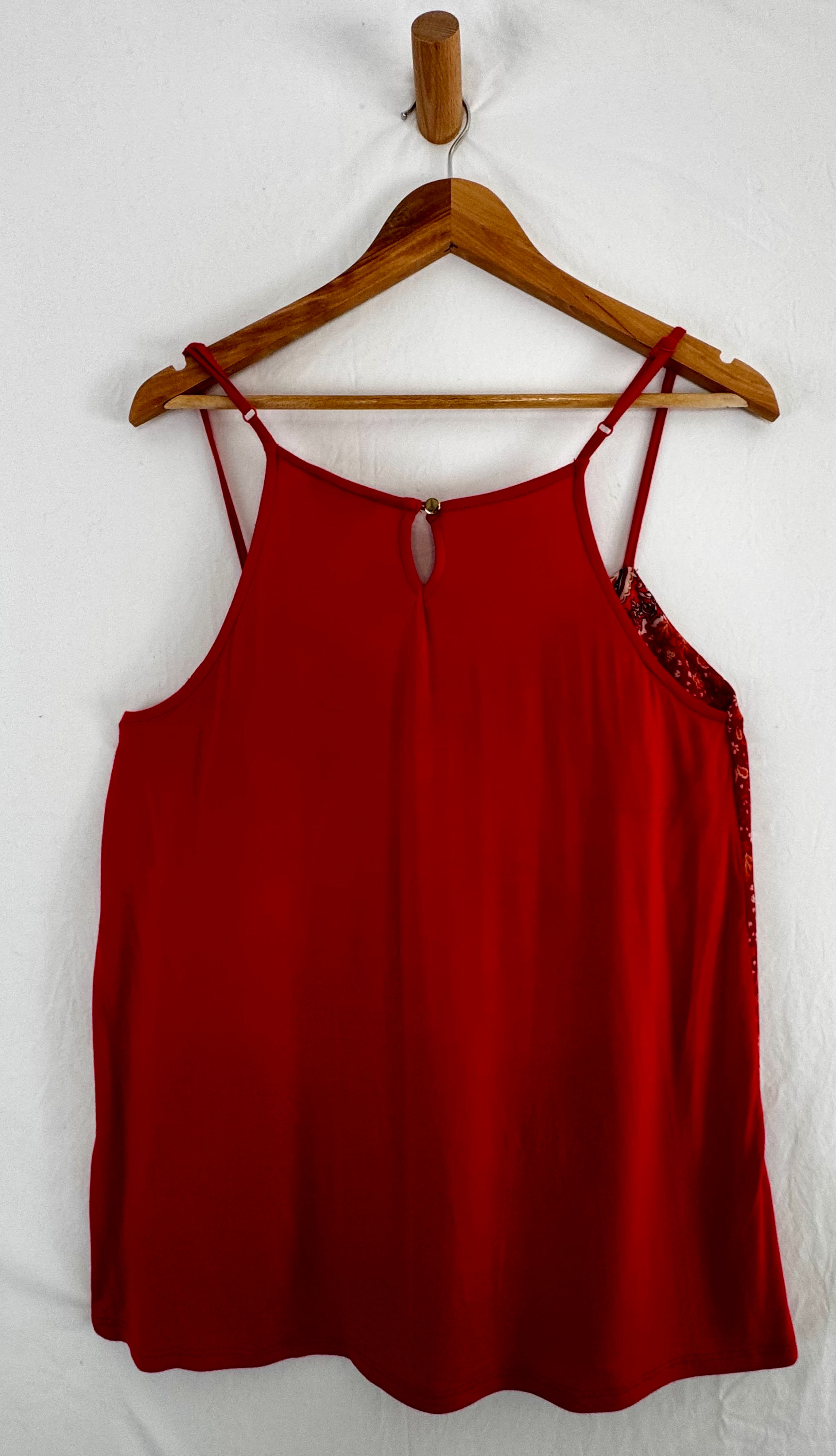 MONSOON Red paisley woven and jersey cami , size 14