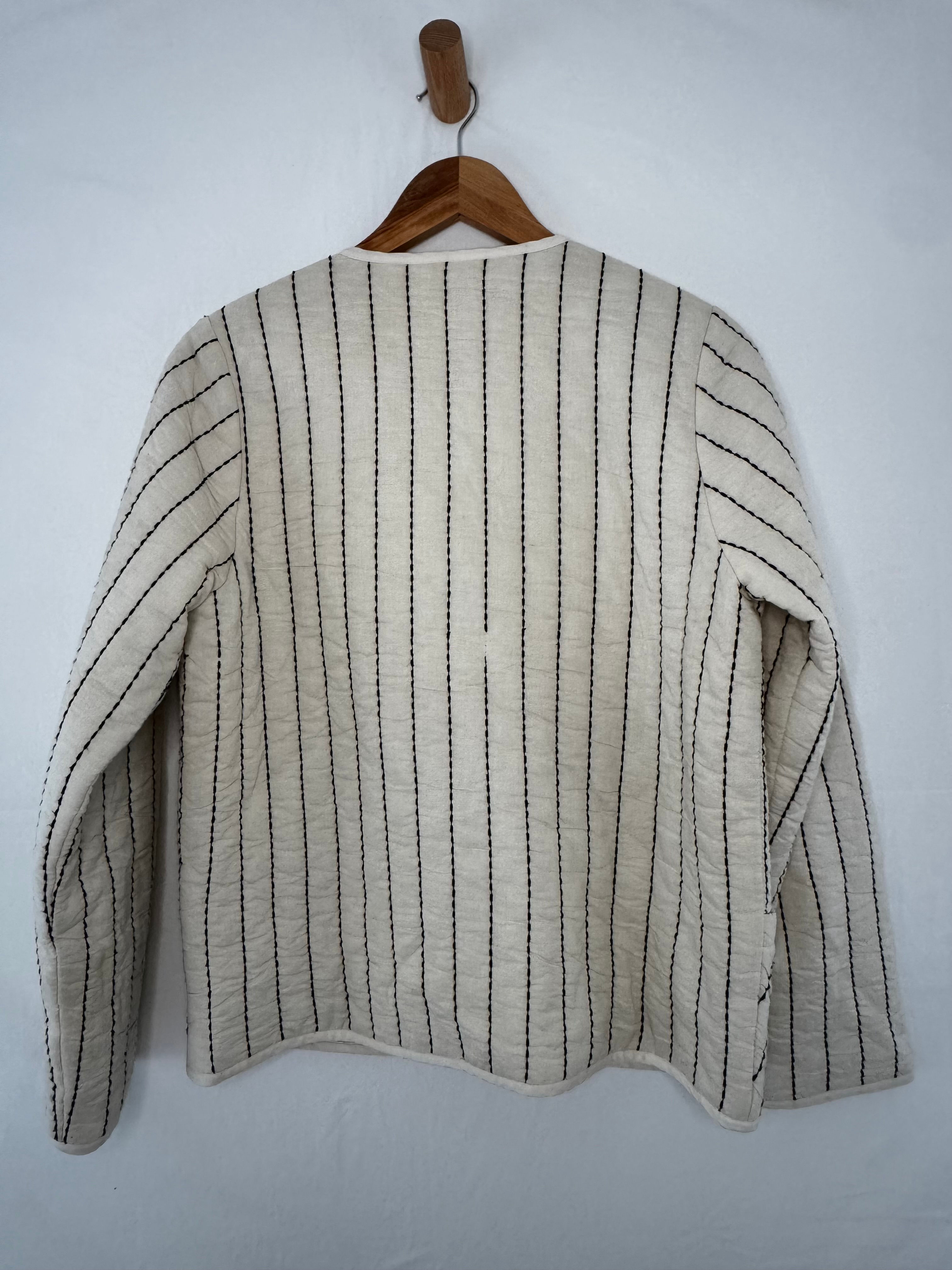 RO&ZO cream and black stripe quilted jacket - size S/10