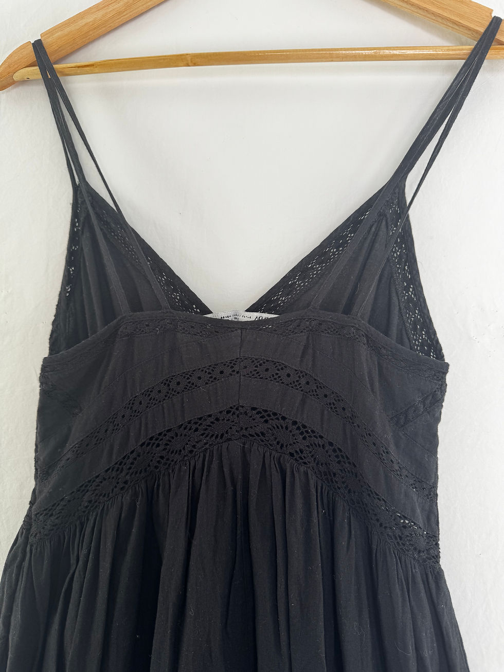 Thumbnail: ZARA black cotton maxi dress with trim size XS