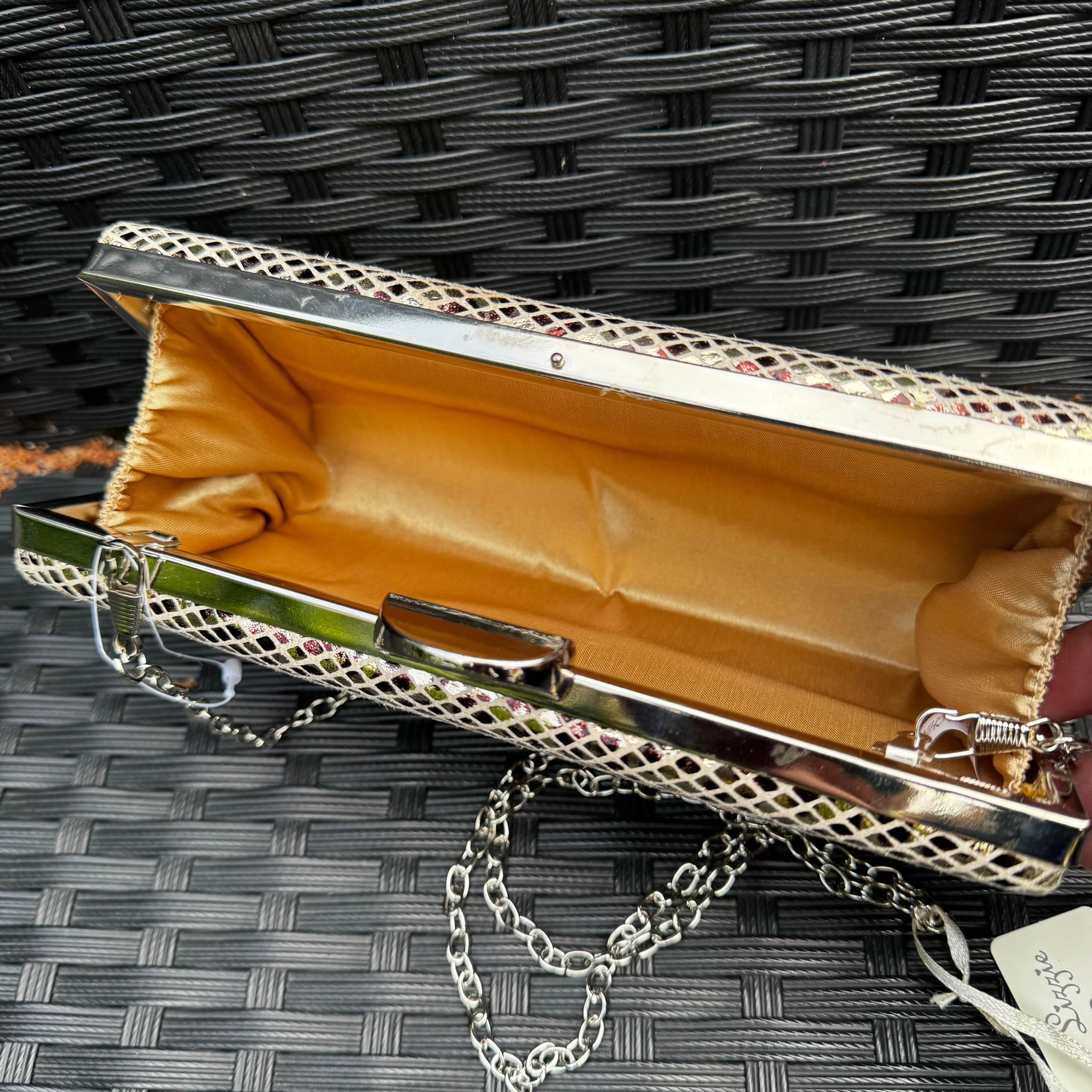 preloved gold faux snakeskin clutch bag the loop