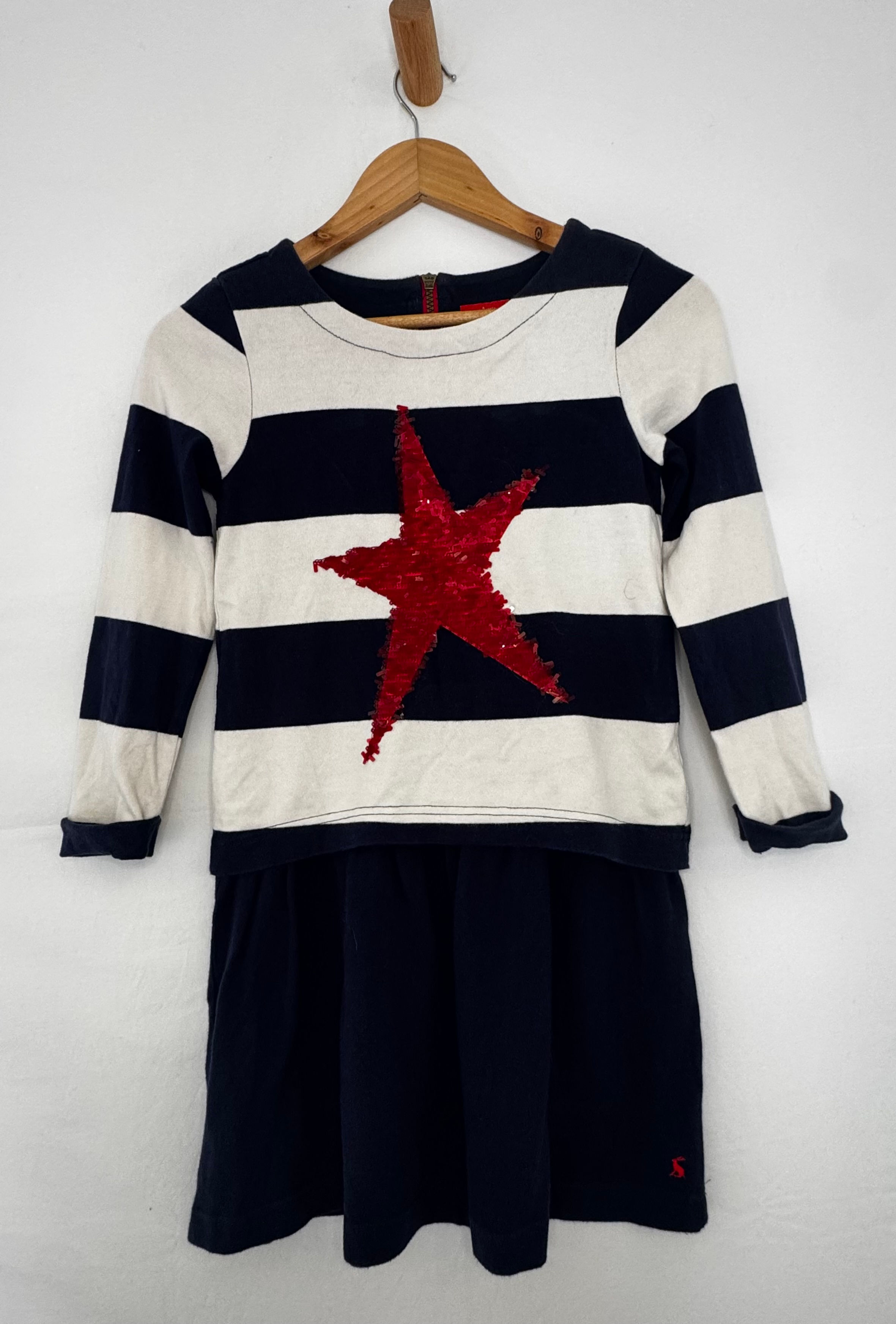 JOULES Navy and white jersey dress Age 9-10yrs