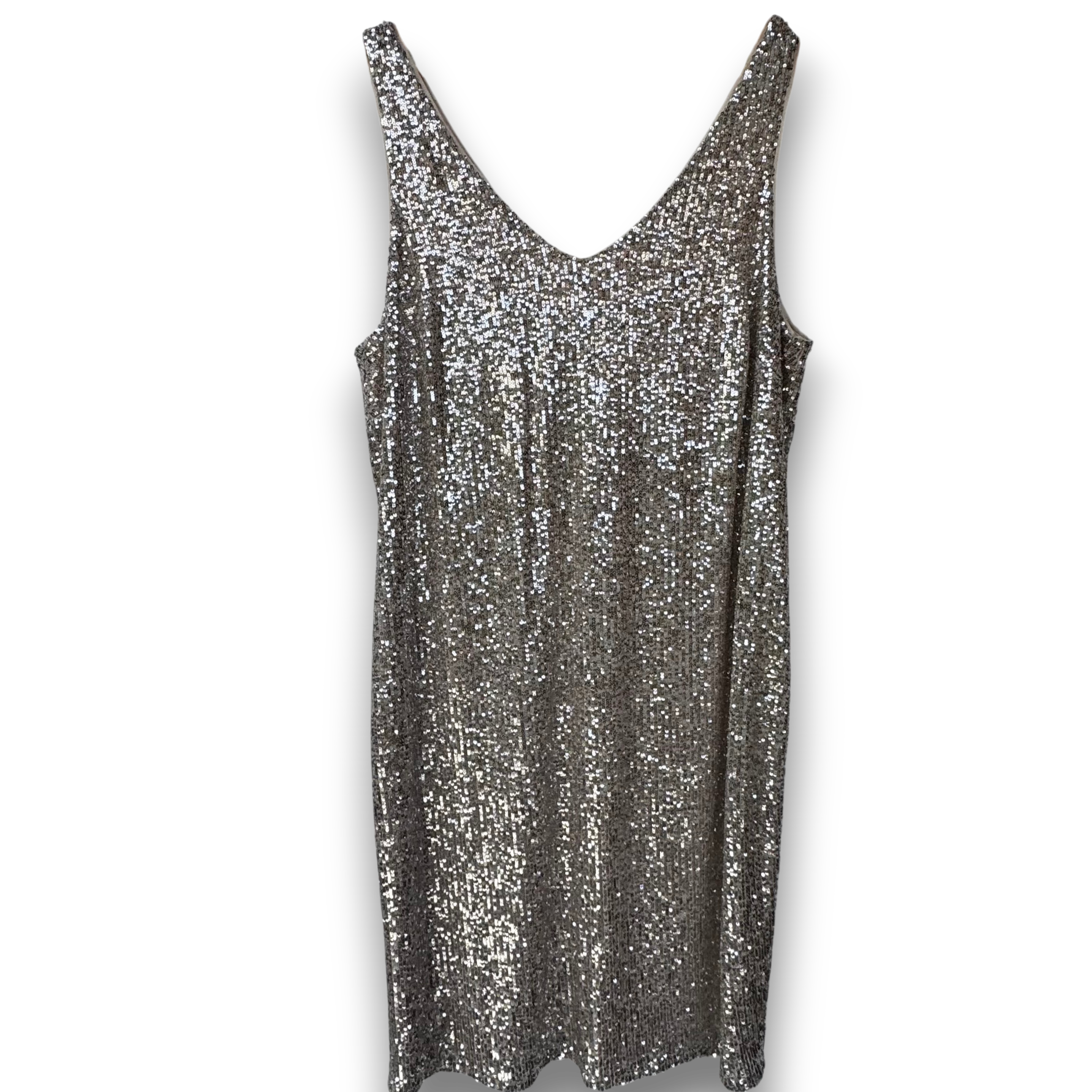 gold sequin v front v back shift dress size 16