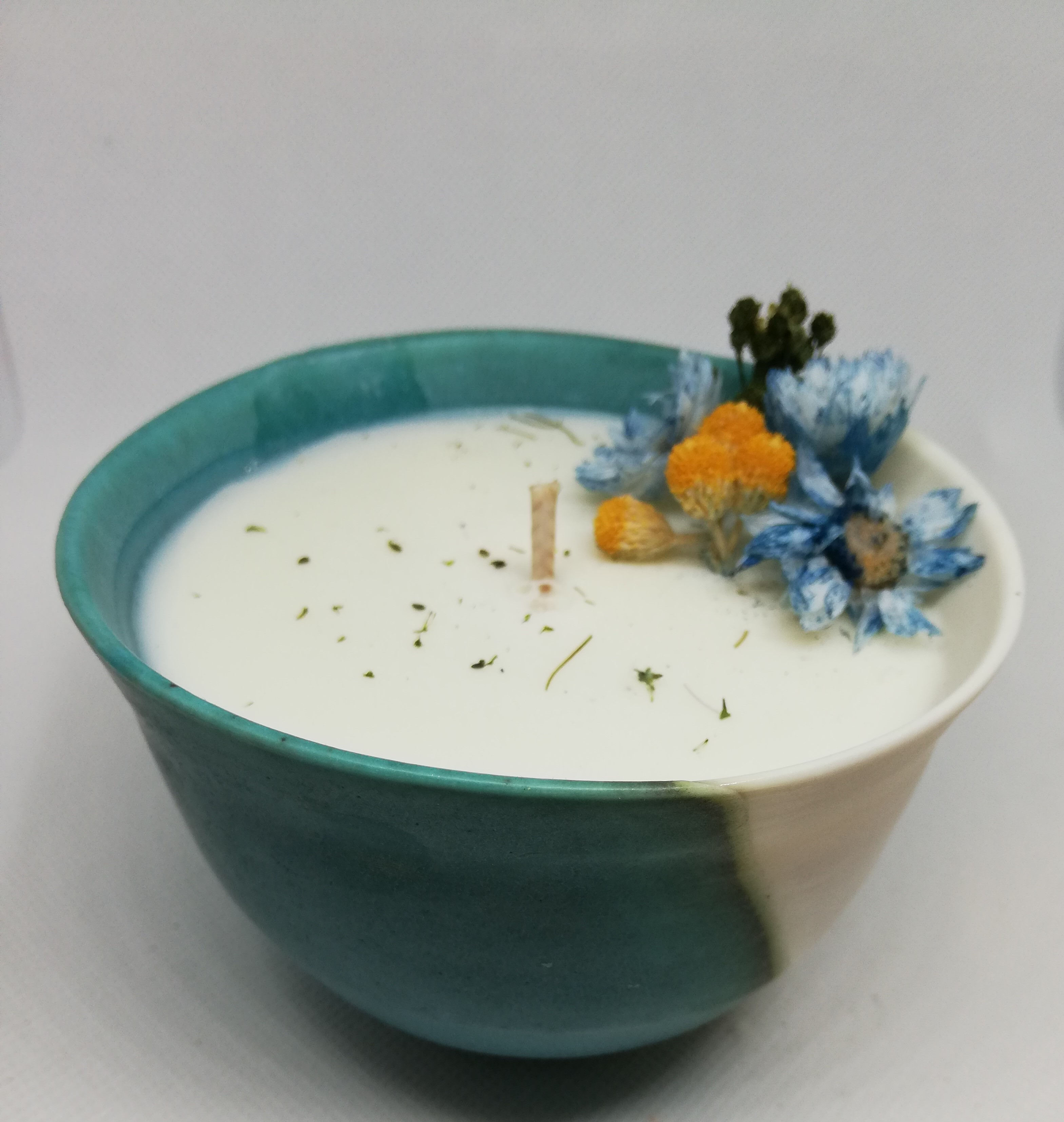 Bougie Artiste - Atelier d'YZA- fleur bleue