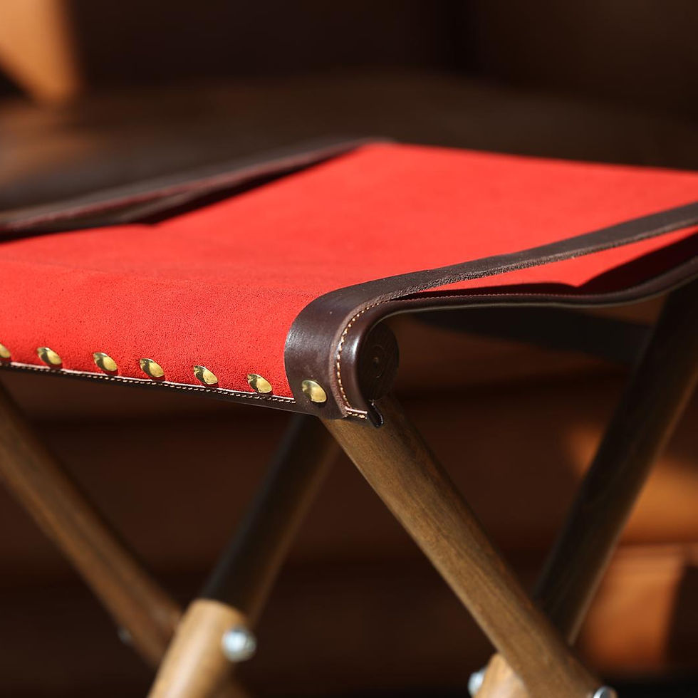 Miniature : Tabouret cuir rouge