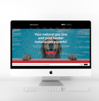 A computer with a website shown with a dog in it.