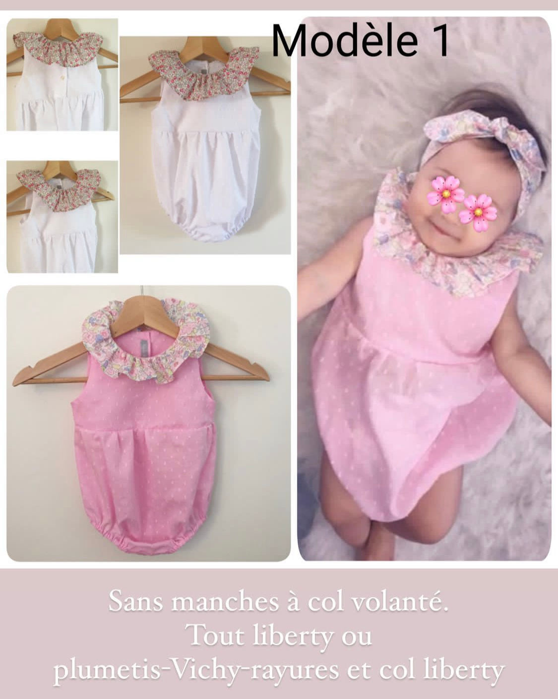 Barboteuse été modèle 1 : tissus AU CHOIX