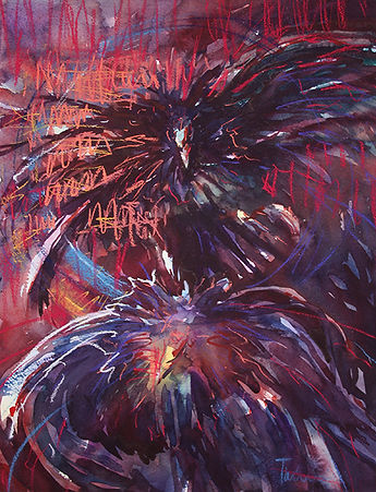 “Cock Fight”, Pastel