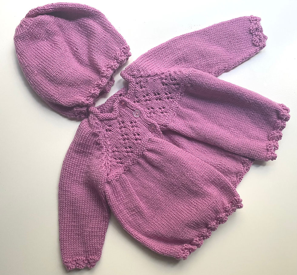 Thumbnail: Lacey matinee jacket and bonnet