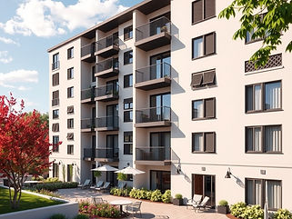 show a nice apartment building with nice landscaping and_or rooftop experience.jpg