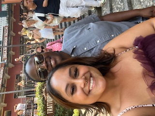 a lesbian couple posing in a Bellagio