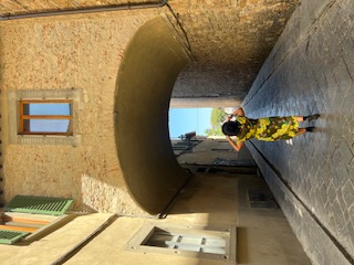 woman looking up at a building in Florence
