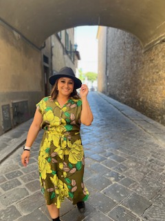 woman walking down an ally in Florence