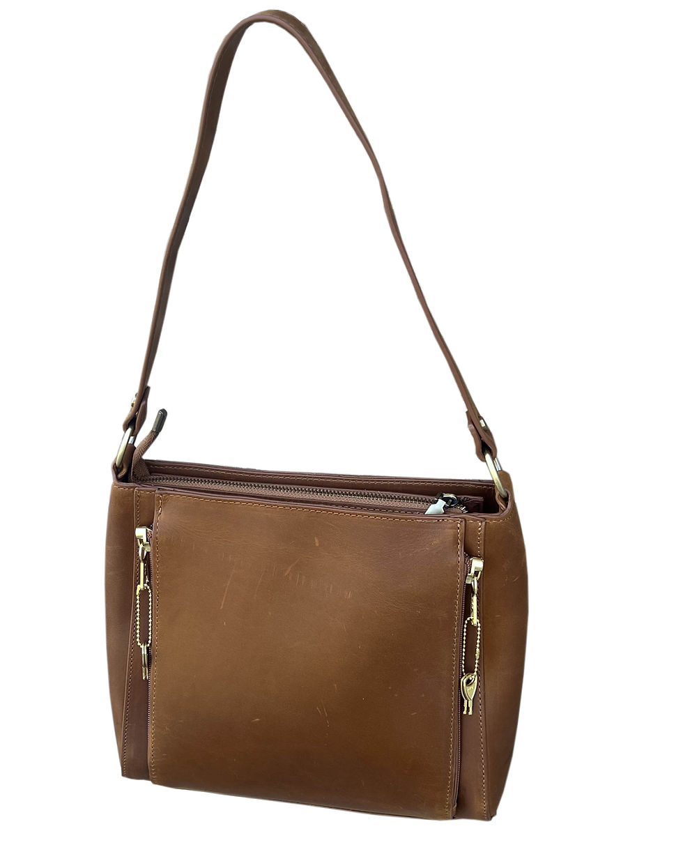 Thumbnail: Vintage leather concealed carry crossbody shoulder bag