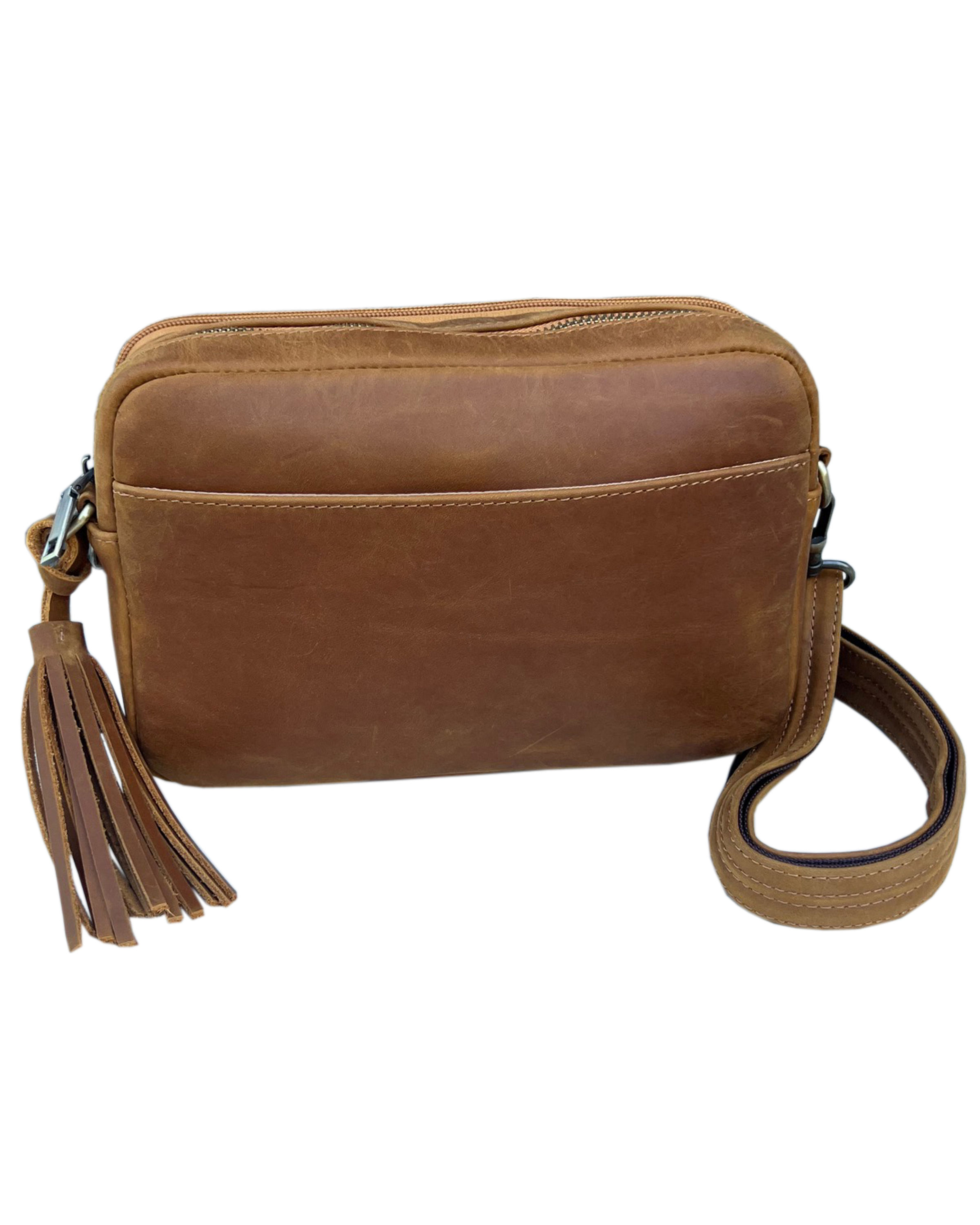 Vintage cowhide leather concealed carry crossbody/shoulder bag