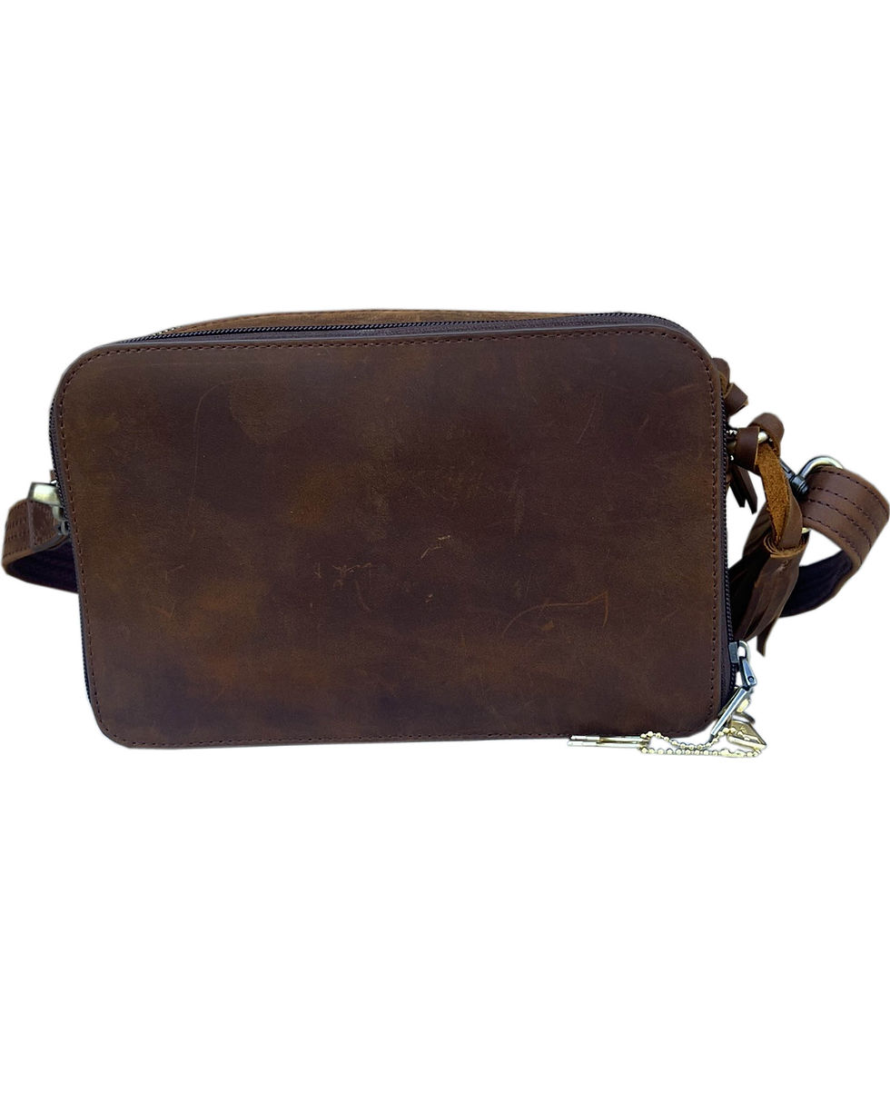 Thumbnail: Vintage leather concealed carry crossbody shoulder bag