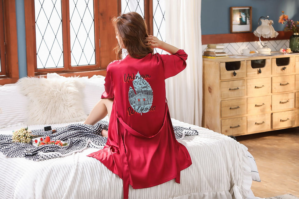 Thumbnail: Silk Satin Printed Robe Romper Set Sleeveless Sleepwear