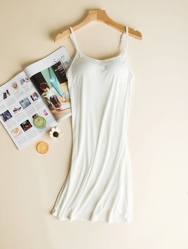 Thumbnail: Cotton Plain NightGown Sleepdress With  Bra Pad in One 1 Piece