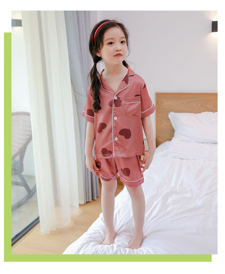 Thumbnail: Silk Satin Printed  Pajamas Short Sleeve Sleepwear