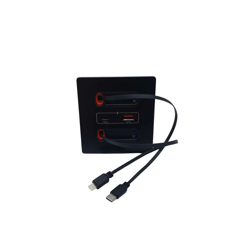 Minijatura: USB "Fast charger" - 3 in 1 - sa kablom na izvlačenje - Crni