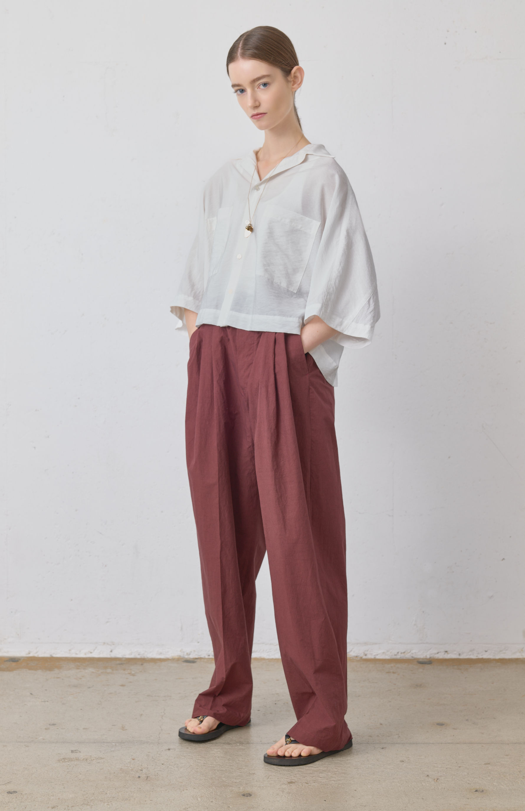 オーガニックコットンタイプライター3タックパンツ