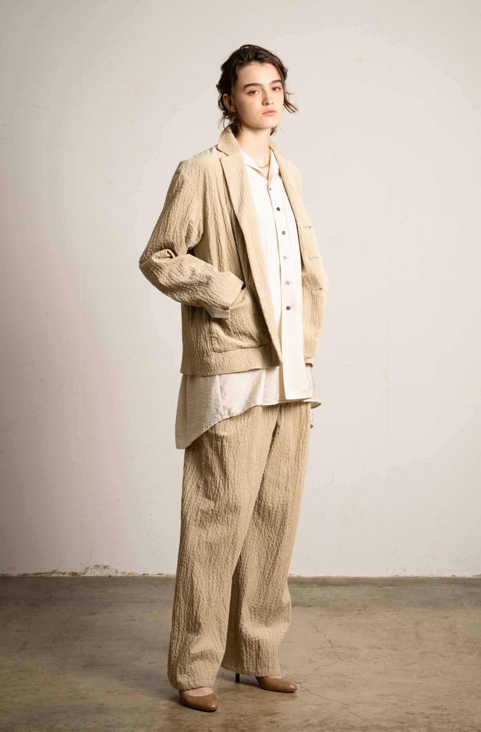 リラックスシルク開襟シャツ