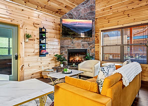Warm and Cozy Living Room space with 65'TV and fireplace, Cabins in Pigeon Forge