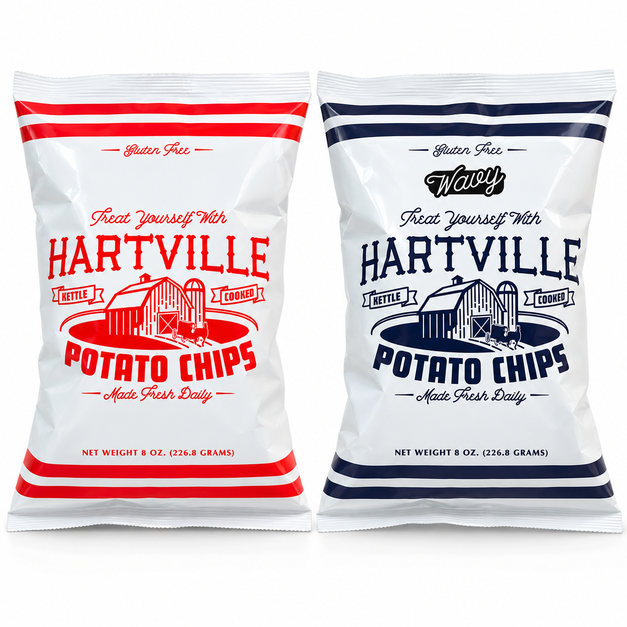 Hartville classic kettle-cooked potato chips four-bag case