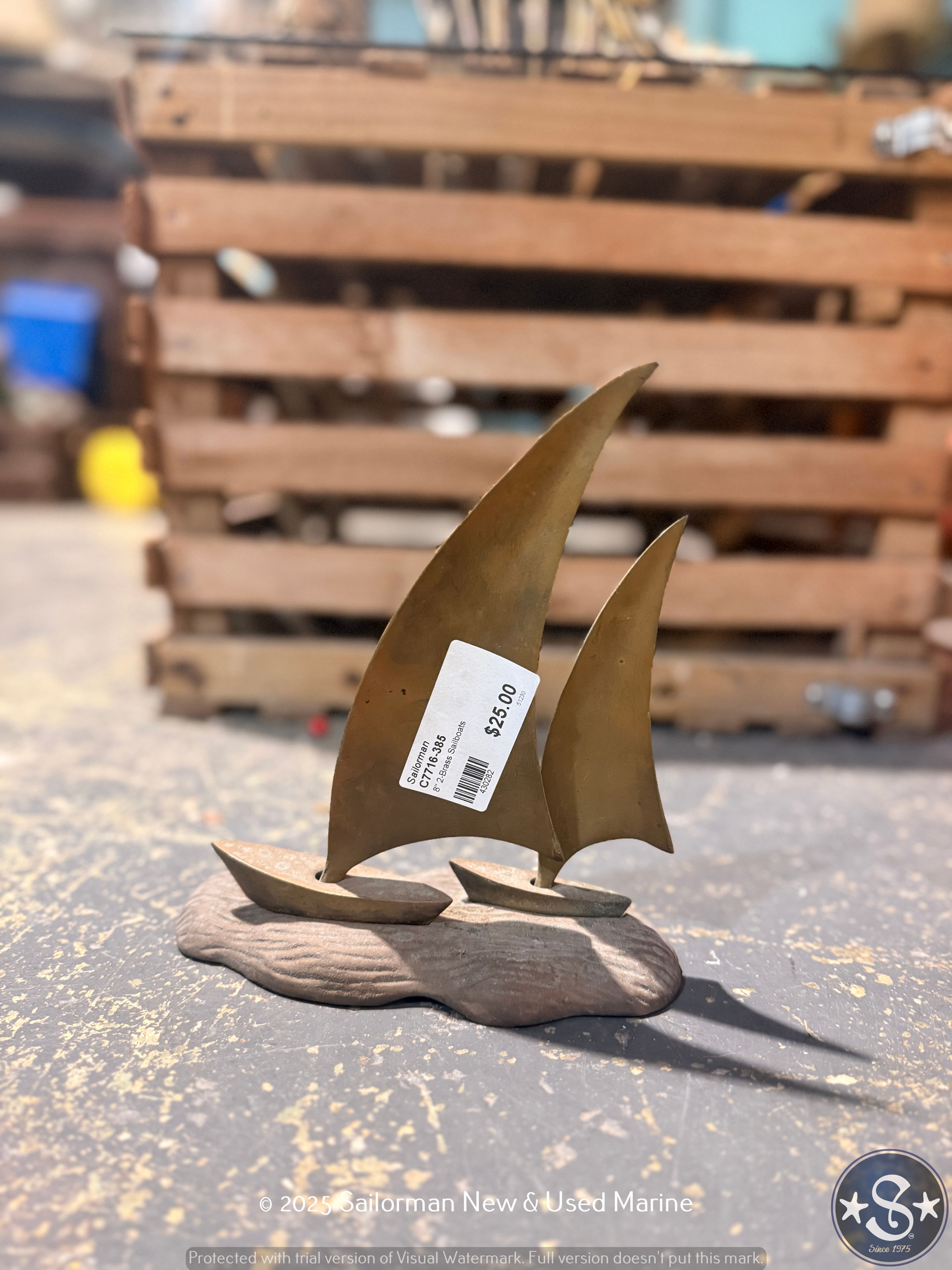 8" 2-Brass Sailboats
