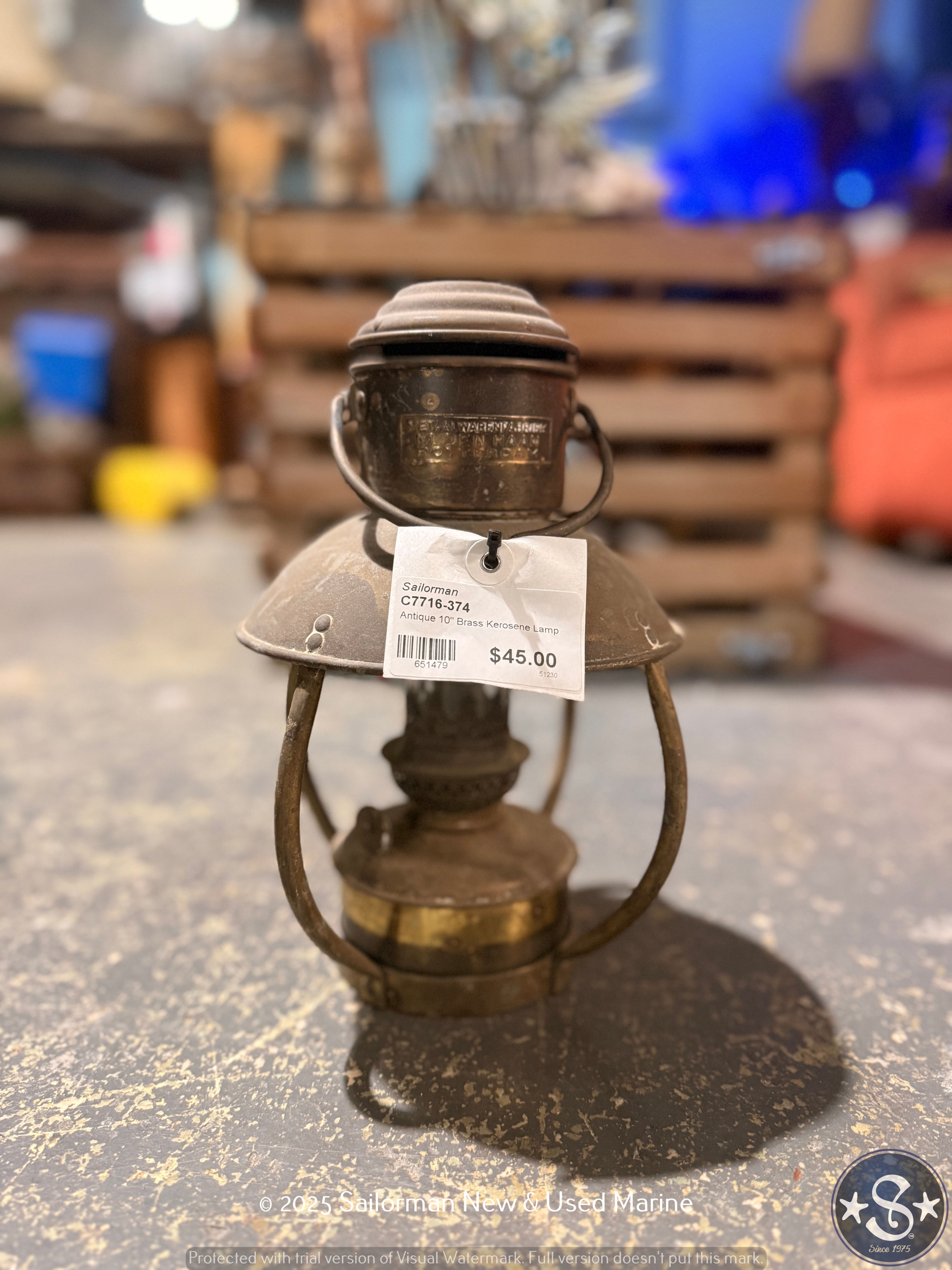 Antique 10" Brass Kerosene Lamp