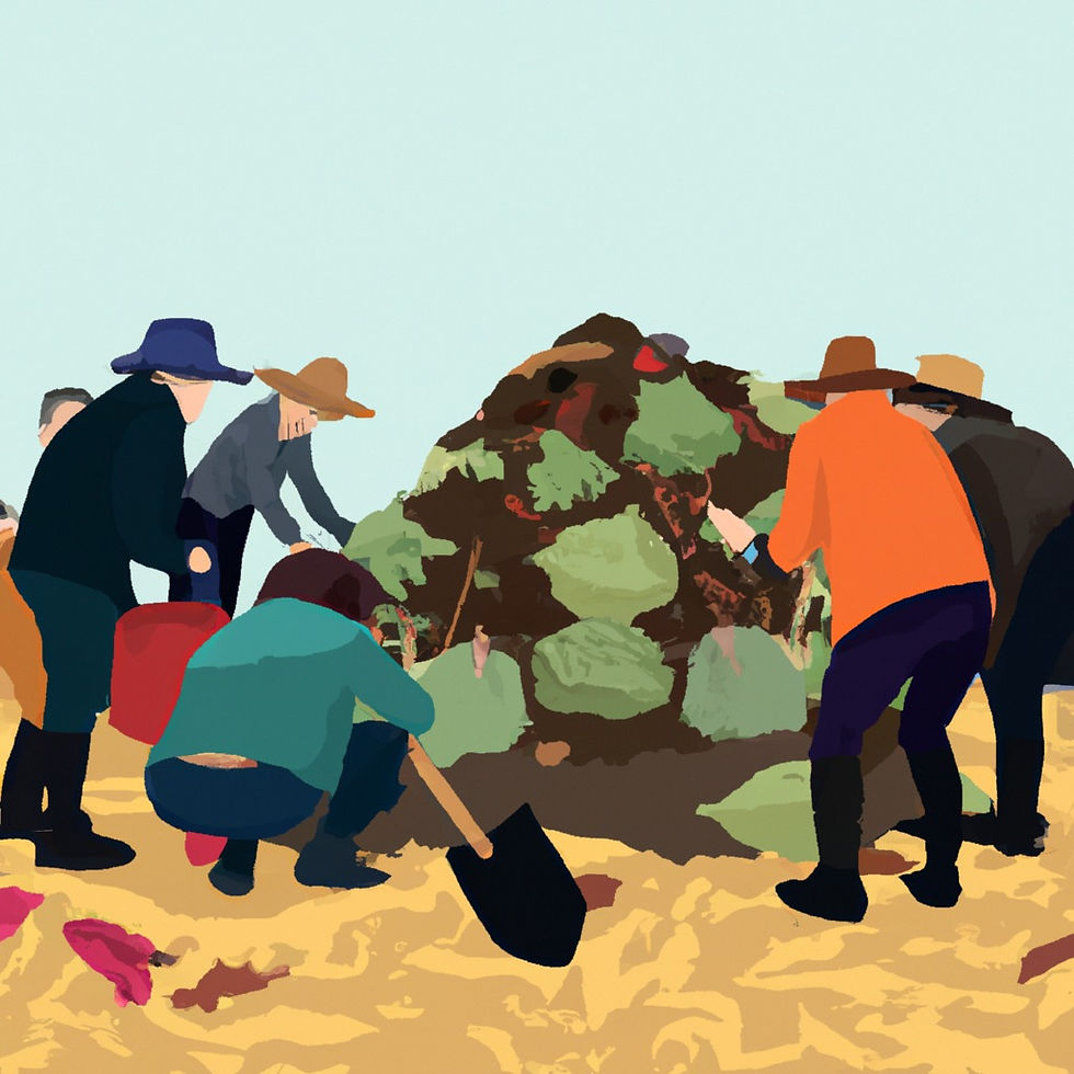 people around compost pile