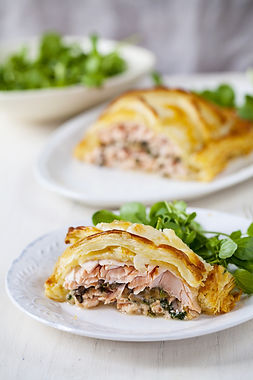 Feuilleté de saumon aux épinards & champignons