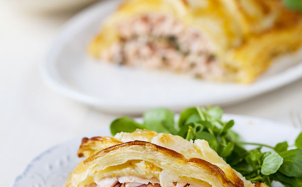 Feuilleté de saumon aux épinards & champignons